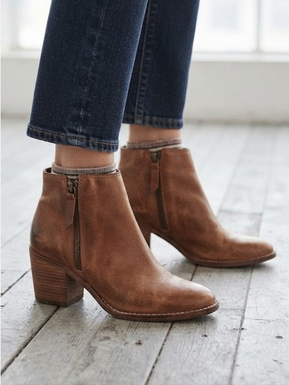 Madewell Women Distressed Leather Heels Boots Shoes Sz 8